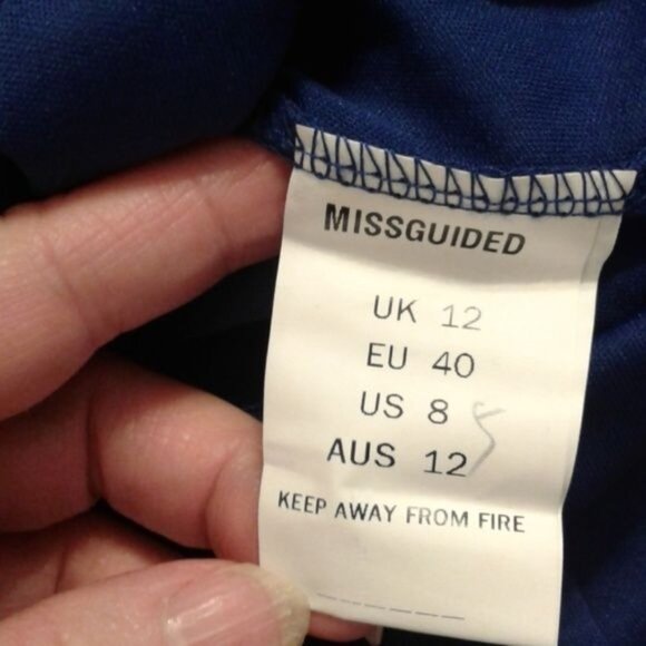 Missguided Size 12 Romper Womens Long Sleeve Royal Blue V Neckline Drape - Picture 8 of 8